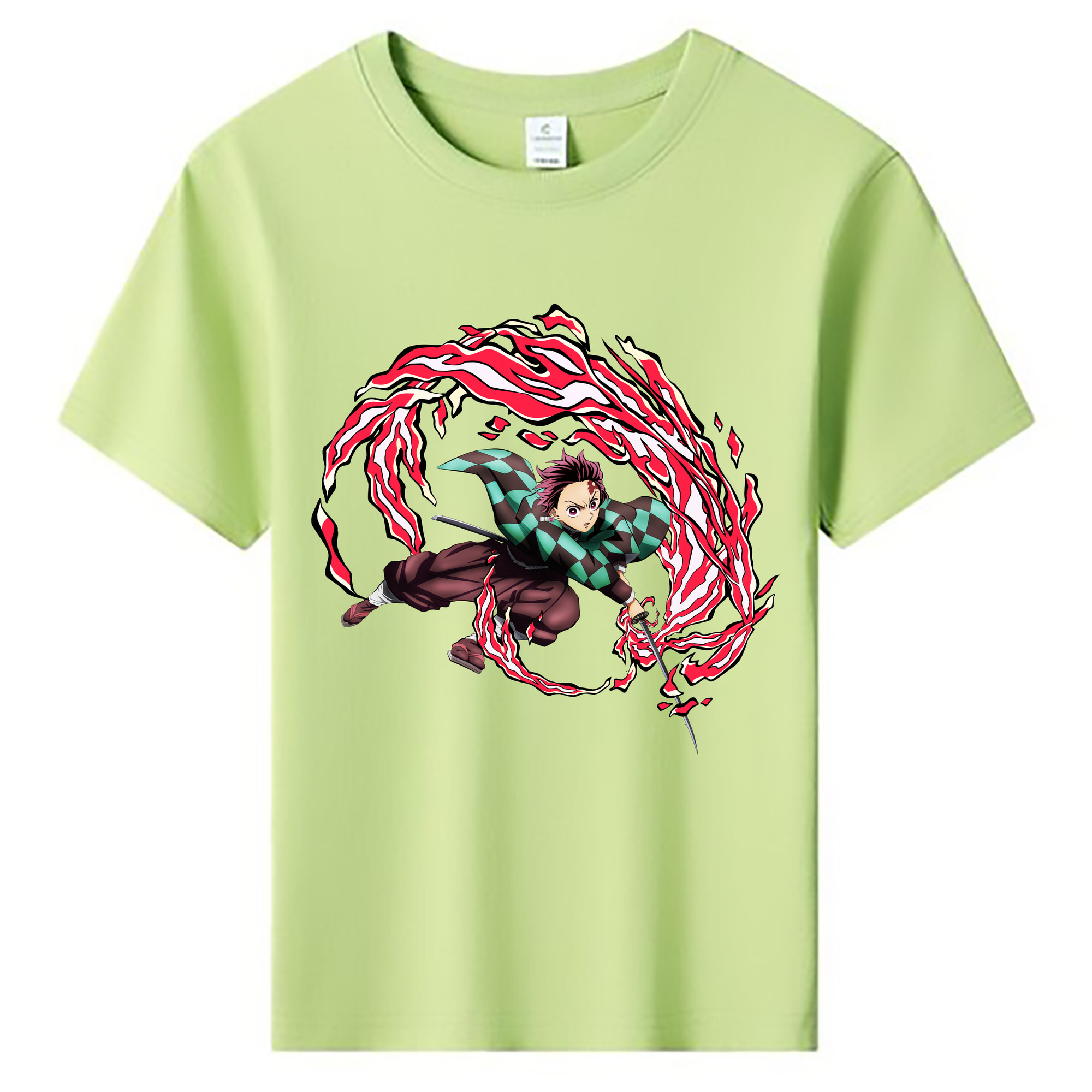 （画像用） 鬼滅の刃 竈門 炭治郎／かまど たんじろう Kamado Tanjirou 綿100％キッズTシャツ（フロントプリント）